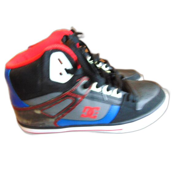 DC High tops Son of Force Black Leather Uppers Size 9 with red & blue trim. main image 3
